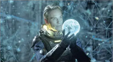  ??  ?? ROBOT BUTLER: Michael Fassbender once again stars as the synthetic Walter in Alien: Covenant. He is the sole survivor of the precious mission in 2012’s Alien prequel, Prometheus.