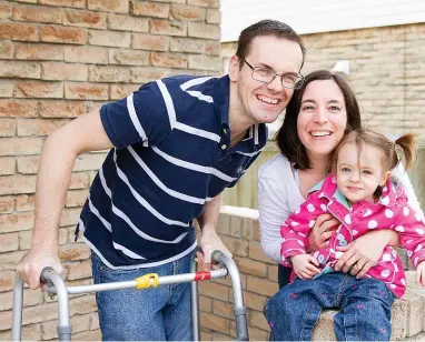  ??  ?? Steven and Tanya Hendry both credit their own parents for their successes in overcoming the challenges of cerebral palsy.