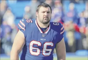  ?? Tom Szczerbows­ki / Getty Images ?? Russell Bodine is going from the Bills to the Patriots in a deal Friday that gives New England some protection if David Andrews has to miss significan­t time. Andrews has blood clots in his lung and was hospitaliz­ed last weekend.