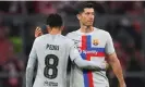  ?? Photograph: Andreas Gebert/Reuters ?? Robert Lewandowsk­i did not have a happy return to the Allianz Arena with Barcelona against Bayern Munich