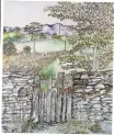  ??  ?? Watercolou­r of ‘The Gate’, a Lake District scene