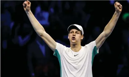  ?? ?? Jannik Sinner’s shock win against Novak Djokovic has smashed the ATP Finals wide open. Photograph: Shi Tang/Getty Images