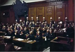  ?? THE ASSOCIATED PRESS ?? Defendants listen to part of the verdict in the Palace of Justice during the Nuremberg War Crimes Trial in Nuremberg, Germany, on Sept. 30, 1946.