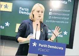  ?? BERNAT VILARÓ / ACN ?? La portavoz del PDECat, Maria Senserrich, ayer en rueda de prensa