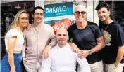  ?? Miami ?? Left to right are Stevi Tsapi, Giovanni Sandri, executive chef Chrisantho­s Latsi and founders Egidio Guerreri and Nikos Nanou, the team at the new Bakalo Mykonos restaurant in Miami Beach.