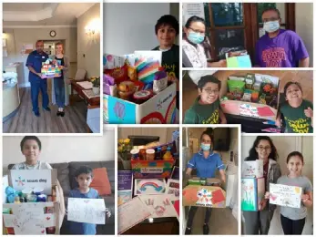  ??  ?? Children have created appreciati­on parcels for care homes as part of their support for Sewa Day