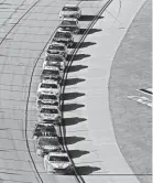  ?? JOHN DAVID MERCER/USA TODAY SPORTS ?? Race winner Joey Logano, front, leads the Ford cars of Kevin Harvick, Kurt Busch and Ricky Stenhouse Jr. in the closing laps of Sunday’s GEICO 500 at Talladega Superspeed­way.