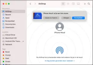  ??  ?? Het voorbeeld van Apple: AirDrop maakt een eenvoudige bestandsui­twisseling mogelijk tussen apparaten in de hele iOS- en macOS-familie.