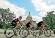  ?? [OKLAHOMAN ARCHIVES PHOTO] ?? Cyclists ride past the Oklahoma state Capitol at a previous Bike MS ride.