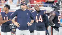  ?? STACEY WESCOTT/CHICAGO TRIBUNE ?? Bears coach Matt Nagy watches from the sideline during Sunday’s game against the Buccaneers at Raymond James Stadium in Tampa, Florida.