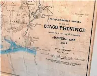  ??  ?? An 1857 map by John Turnbull Thomson of Otago and Southland. It is believed to be the oldest map of the area.