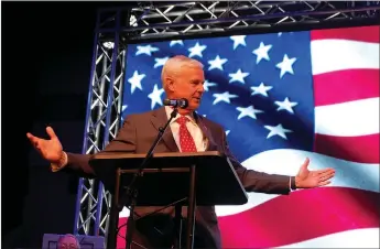  ?? Bennett Horne/The Weekly Vista ?? United States Congressma­n Steve Womack addresses those in attendance at the Veterans Day celebratio­n held Thursday, Nov. 11, at New Life Christian Church in Bella Vista.