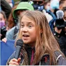  ?? Gary McHarg ?? > Greta Thunberg addresses young protesters yesterday