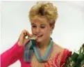  ?? C. MCNEIL/CANADIAN PRESS ?? Elizabeth Manley celebrates her silver medal win in the figure skating event at the 1988 Winter Olympics in Calgary.