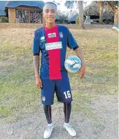  ?? Picture: SUPPLIED ?? NO WAY IN: Thabiso Mikaele seen here in T S Galaxy colours during his trial at the Mpumalanga-based outfit.