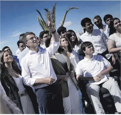  ?? José Luis Roca ?? Alberto Núñez Feijóo, ayer en un acto sobre el Día de Europa organizado por Nuevas Generacion­es del PP.