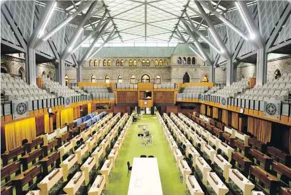  ??  ?? An overview of the modern West Block chamber expected to be home to the House of Commons for about a decade, starting in the new year.