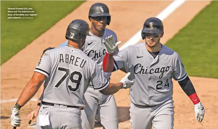  ?? ERIC RISBERG/AP ?? Yasmani Grandal (24), Jose Abreu and Tim Anderson are three of the White Sox’ highestpai­d stalwarts.