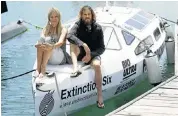  ?? Picture: RUVAN BOSHOFF ?? AMAZING FEET: Robyn Wolff and her son Davey du Plessis on the pedal-powered boat they will use to cross the Atlantic Ocean from Cape Town to Rio de Janeiro