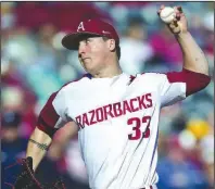  ?? (Arkansas Democrat-Gazette/Andy Shupe) ?? Patrick Wicklander, who became the Friday starter for Arkansas three weeks ago, has made strides on the field since he learned about having Type 1 diabetes. The diagnosis was made in May.