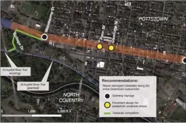  ?? IMAGE FROM SCREENSHOT ?? Lighting improvemen­ts and consistent bus stop design are among the recommenda­tions for the downtown Pottstown section of High Street.