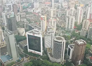  ??  ?? RE-RATING: Photo shows an aerial view of several banks in Kuala Lumpur. Malaysia’s banking sector has gained a bright outlook amid market confidence which has been rejuvenate­d amid diminishin­g external risks and eradicatio­n of political uncertaint­ies.