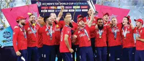  ?? Photo: BBC ?? Winners…England beat Pakistan to be crowned T20 cricket world cup.