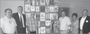  ??  ?? Chapter Officers with Collection of Banners of Clubs visited by Rotary members.