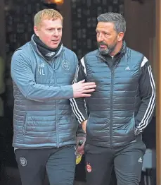  ??  ?? Friends: Ex-Celtic boss Neil Lennon and Derek McInnes.