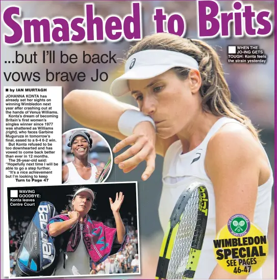  ??  ?? WHEN THE JO-ING GETS TOUGH: Konta feels the strain yesterday