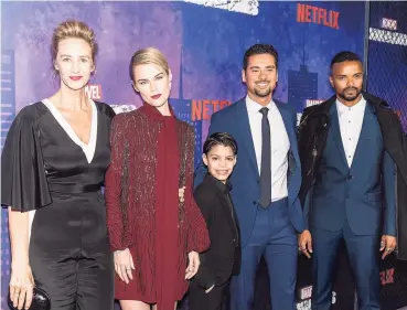  ?? Gilbert Carrasquil­lo / FilmMagic ?? Janet McTeer, Rachael Taylor, Kevin Chacon, J. R. Ramirez and Eka Darville attend Netflix’s “Marvel's Jessica Jones” Season 2 Premiere at AMC Loews Lincoln Square in 2018.