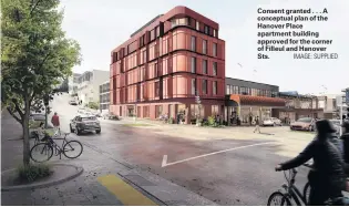  ?? ?? Consent granted . . . A conceptual plan of the Hanover Place apartment building approved for the corner of Filleul and Hanover Sts.
