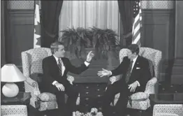  ?? ASSOCIATED PRESS FILE PHOTO ?? Conservati­ves: Former Canadian prime minister Brian Mulroney and U.S. president Ronald Reagan in 1985. Thomas Mathews says today’s Republican­s have abdicated core principles.