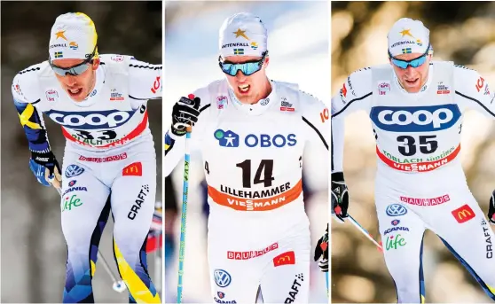  ?? Arkivbilde­r: JON OLAV NESVOLD ?? Marcus Hellner, Calle Halfvarsso­n och Daniel Rickardsso­n kommer leta efter Os-formen under Tour de Ski.
