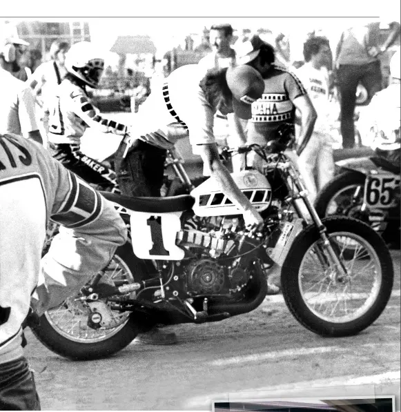  ??  ?? Above: KR just before his first ride – the Indy Mile. Mahony Photo Archives.