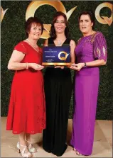  ?? Picture Conor McCabe Photograph­y. ?? Anne O Sullivan and Caroline Browne of Keanes SuperValu in Killorglin with Ruth Wanesborou­gh from EIQA at the National Q Mark Awards. Known as The Oscars of Business Excellence, The Q Mark Award is the highest accolade an Irish business can achieve,...