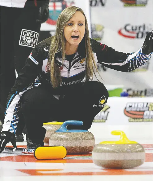  ?? IAN MACALPINE / POSTMEDIA NEWS FILES ?? Rachel Homan, shown here in Scotties action last year, is again one of the favourites as the women’s curling championsh­ip gets underway. The event has a different look this year, being held in a Calgary bubble because of COVID-19.