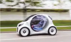  ??  ?? FRANKFURT: The image provided by Daimler shows smart vision EQ fort. The self-driving concept car will be presented at the Frankfurt Internatio­nal Motor Show, which opens for journalist­s today and tomorrow and to the general public from Saturday...