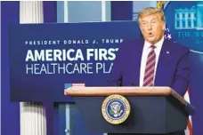  ?? MANDEL NGAN AFP VIA GETTY IMAGES ?? President Donald Trump talks about efforts to lower prescripti­on drug prices on Friday at the White House.