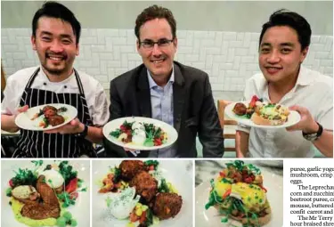  ?? SHAHRILL BASRI/ THESUN ?? (left) At the launch of the Australian Food Trail … Smith (centre) with chefs Chin (far left) and Koh of Breakfast Thieves and their dishes (below, from far left) Gypsy King; Leprechaun; and Mr Terry Benedict.