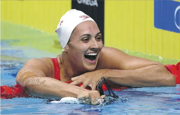  ?? LAURENCE GRIFFITHS/GETTY IMAGES ?? Kylie Masse picked up gold at the 2017 FINA World Championsh­ips for her record-breaking 100-metre backstroke, becoming Canada’s first world champion in a women’s swimming event and the country’s first world record holder since 2009.