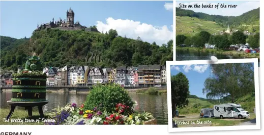  ?? ?? The pretty town of Cochem
Site on the banks of the river
Pitches on the site
