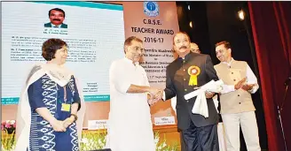  ??  ?? Premkumar receiving the award in New Delhi.