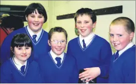  ?? ?? Michelle Sweeney, Paul Whelan, Brid Leamy, Christophe­r Buckley and Eamonn Fitzgerald of the Shanballym­ore Ballad Group, representi­ng Avondhu at the Scor na bPaisti County semi-finals in Riverstick and who qualified for the county finals in Ovens in February 2001.