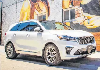  ?? Kia ?? The 2019 Kia Sorento is powered by a 290-horsepower, 3.3-litre, V6 engine that makes up to 252 lb.-ft. of torque.