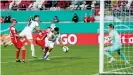  ??  ?? Lars Stindl scores the only goal of the game for Gladbach against Kaiserslau­tern