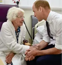  ??  ?? Royal visit: Wills meets Teresa Jones yesterday