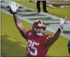  ?? TONY AVELAR — THE ASSOCIATED PRESS ?? 49ers tight end George Kittle celebrates after scoring a touchdown against the Philadelph­ia Eagles during the second half in Santa Clara on Sunday.