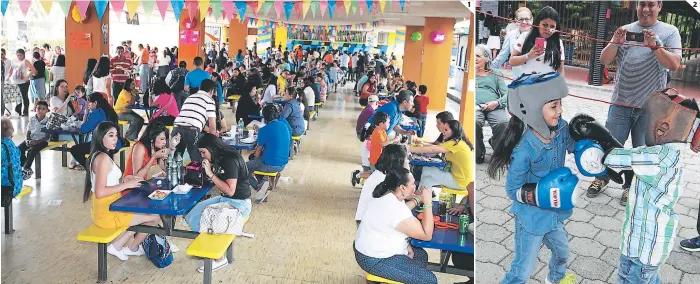  ??  ?? (1) Los presentes disfrutaro­n de deliciosos platillos que prepararon los padres de los estudiante­s del Instituto Salesiano San Miguel. (2) Esta pequeña dejó en claro que las mujeres no son el sexo débil.