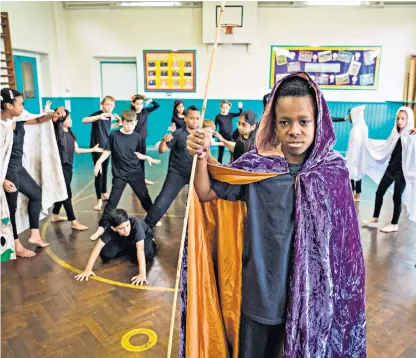  ??  ?? Pupils at a London school perform The Tempest, above, a better way, says Dame Helen Mirren, to study the bard